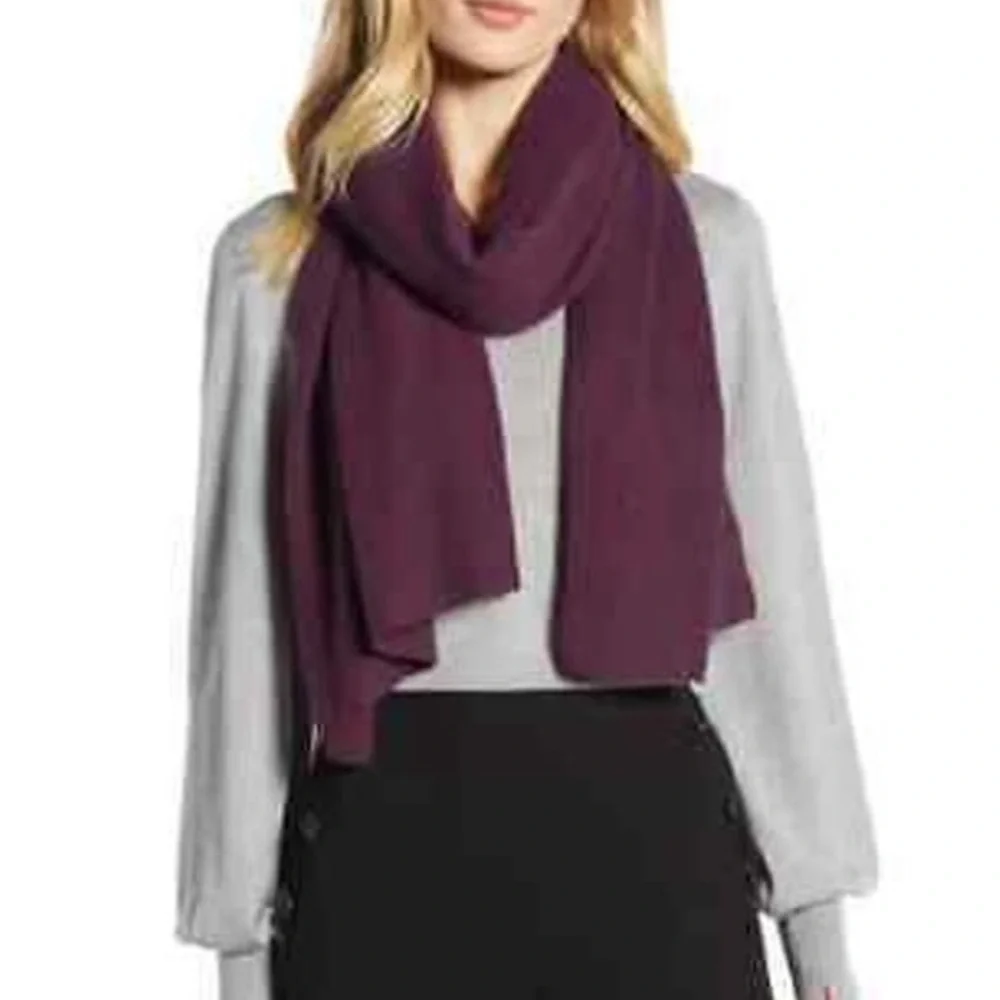 NORDSTROM HALOGEN 100% Cashmere Scarf NEW Purple Plum